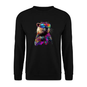 Beaver Motif Beaver Whisperer Rodents Cute Beaver - Unisex Sweatshirt - black - Front - Alina (178cm) & Michal (187cm)