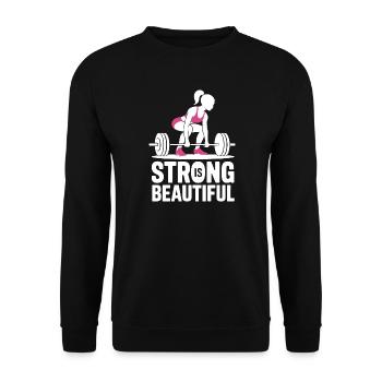 Bodybuilder Gym Girl Barbell Power Beauty - Unisex Sweatshirt - black - Front - Alina (178cm) & Michal (187cm)