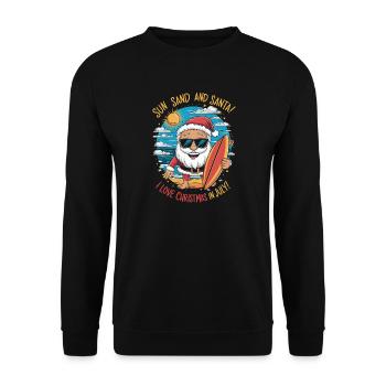 Sun Sand and Santa: Christmas in July - Unisex Pullover - Schwarz - Vorne - Alina (178cm) & Michal (187cm)