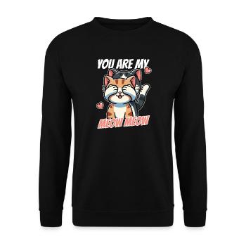 Vous êtes mon miaou miaou, chats mignons Saint-Valentin - Sweat-shirt Unisexe - noir - Devant - Alina (178cm) & Michal (187cm)