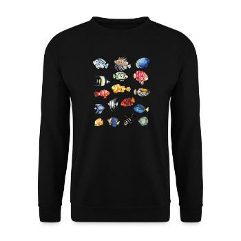 Sea Fish T-Shirt - Colorful Beachwear Pattern - Unisex Sweatshirt - black - Front - Alina (178cm) & Michal (187cm)