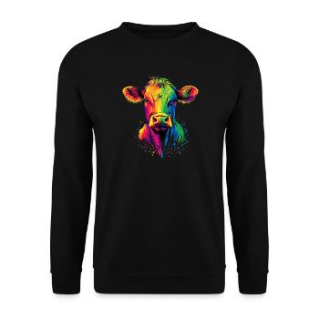 vache fermier boeuf lait veau végétalien vache vache de ferme vaches - Sweat-shirt Unisexe - noir - Devant - Alina (178cm) & Michal (187cm)
