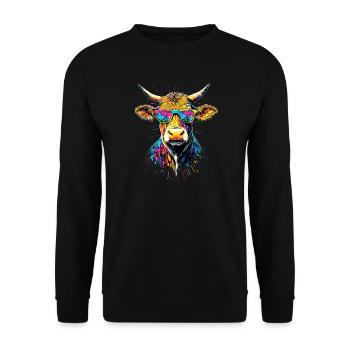 vache fermier boeuf lait veau végétalien vache vache de ferme vaches - Sweat-shirt Unisexe - noir - Devant - Alina (178cm) & Michal (187cm)
