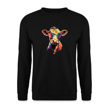 vache fermier boeuf lait veau végétalien vache vache de ferme vaches - Sweat-shirt Unisexe - noir - Devant - Alina (178cm) & Michal (187cm)