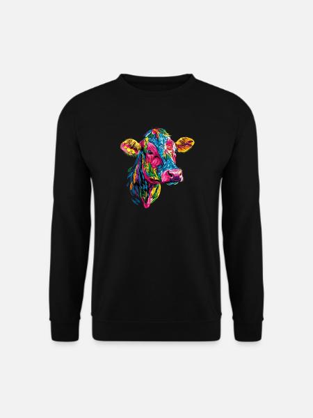 Kuh Bauer Rind Milch Vegan Kalb Cow Bauernhof Kühe - Unisex Pullover - Schwarz