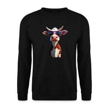 vache fermier boeuf lait veau végétalien vache vache de ferme vaches - Sweat-shirt Unisexe - noir - Devant - Alina (178cm) & Michal (187cm)