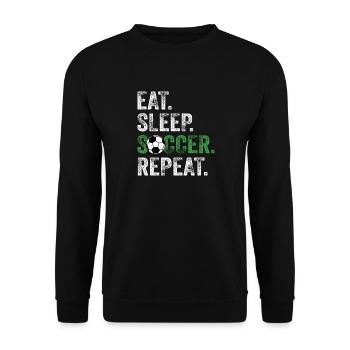 Eat Sleep Soccer Repeat - Unisex Sweatshirt - black - Front - Alina (178cm) & Michal (187cm)