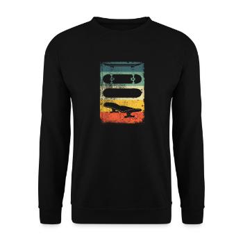 Skateboard Retro - Unisex Pullover - Schwarz - Vorne - Alina (178cm) & Michal (187cm)
