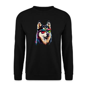 Husky Dogs Lover Dog Love Siberian Huskies - Unisex Sweatshirt - black - Front - Alina (178cm) & Michal (187cm)