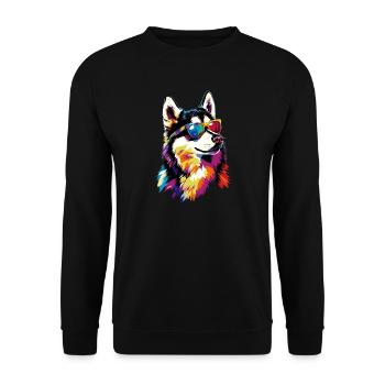 Husky Dogs Lover Dog Love Siberian Huskies - Unisex Sweatshirt - black - Front - Alina (178cm) & Michal (187cm)