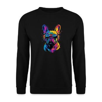 Bouledogue français motif chien dogue allemand Frenchie - Sweat-shirt Unisexe - noir - Devant - Alina (178cm) & Michal (187cm)