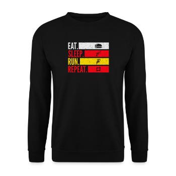 Eat Sleep Run Répétez l’opération pour les marathoniens - Sweat-shirt Unisexe - noir - Devant - Alina (178cm) & Michal (187cm)