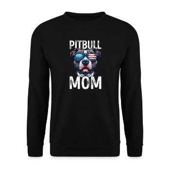 Pitbull Mom Patriotic Lustiges 4th of July - Unisex Pullover - Schwarz - Vorne - Alina (178cm) & Michal (187cm)