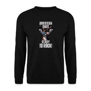 4th of July Stag Patriotic Outfit USA Flag - Unisex Sweatshirt - black - Front - Alina (178cm) & Michal (187cm)