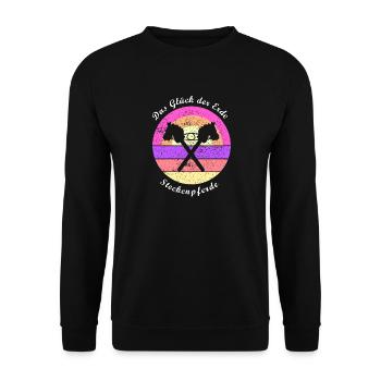 Das Glück der Erde Steckenpferde Hobby Horsing - Unisex Pullover - Schwarz - Vorne - Alina (178cm) & Michal (187cm)