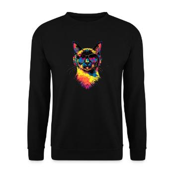 Siamkatze Siam Katze Siamese Cat Siamesen Katzen - Unisex Pullover - Schwarz - Vorne - Alina (178cm) & Michal (187cm)