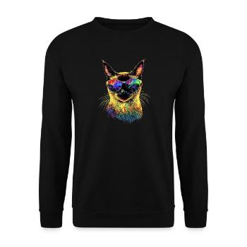 Siamkatze Siam Katze Siamese Cat Siamesen Katzen - Unisex Pullover - Schwarz - Vorne - Alina (178cm) & Michal (187cm)