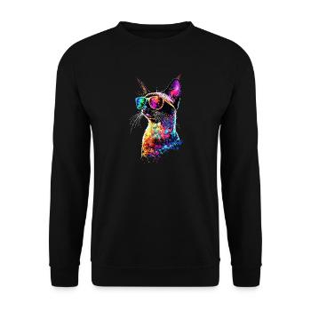 Siamkatze Siam Katze Siamese Cat Siamesen Katzen - Unisex Pullover - Schwarz - Vorne - Alina (178cm) & Michal (187cm)