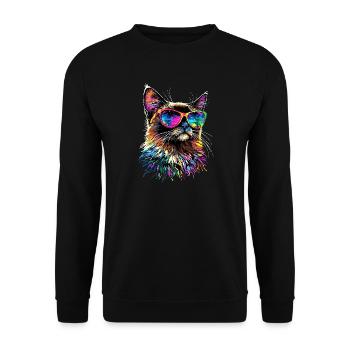 Chat Birman Chat Birman Sacré Chat Birman Mignon Chats Birmans - Sweat-shirt Unisexe - noir - Devant - Alina (178cm) & Michal (187cm)