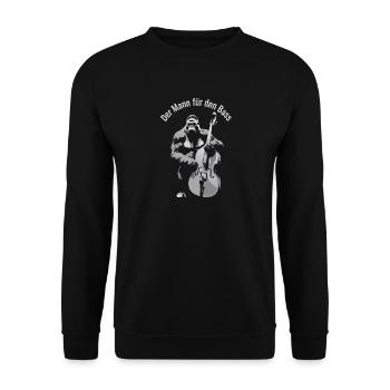 Der Mann für den Bass Kontrabass Gorilla - Unisex Pullover - Schwarz - Vorne - Alina (178cm) & Michal (187cm)