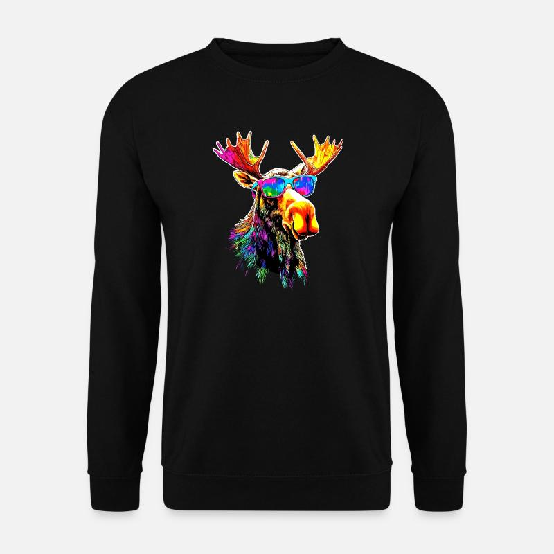 Elch Moose Elchbulle Geweih Hirsch Wilde Elche - Unisex Pullover - Schwarz