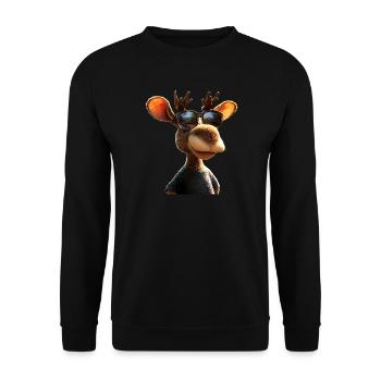 Elch Moose Elchbulle Geweih Hirsch Wilde Elche - Unisex Pullover - Schwarz - Vorne - Alina (178cm) & Michal (187cm)