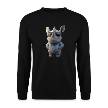 Rhino Rhinoceros Africa Safari Rhinos Rhino - Unisex Sweatshirt - black - Front - Alina (178cm) & Michal (187cm)