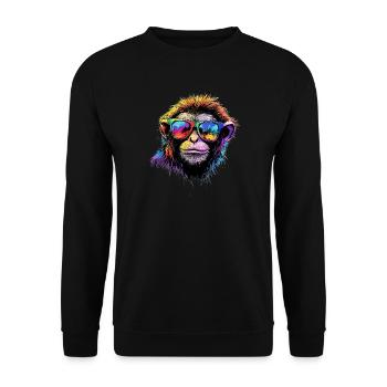 Gibbon Affe Weißhandgibbon Monkey Süße Lar Gibbons - Unisex Pullover - Schwarz - Vorne - Alina (178cm) & Michal (187cm)