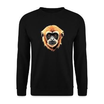 Gibbon Affe Weißhandgibbon Monkey Süße Lar Gibbons - Unisex Pullover - Schwarz - Vorne - Alina (178cm) & Michal (187cm)