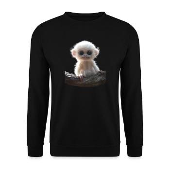 Gibbon Affe Weißhandgibbon Monkey Süße Lar Gibbons - Unisex Pullover - Schwarz - Vorne - Alina (178cm) & Michal (187cm)