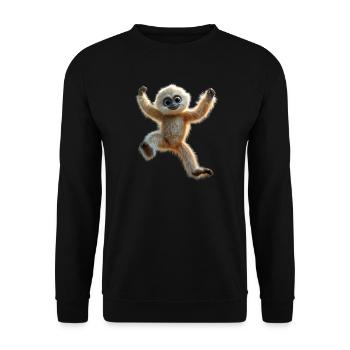 Gibbon Affe Weißhandgibbon Monkey Süße Lar Gibbons - Unisex Pullover - Schwarz - Vorne - Alina (178cm) & Michal (187cm)