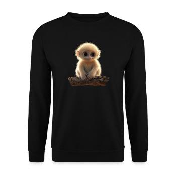 Gibbon Affe Weißhandgibbon Monkey Süße Lar Gibbons - Unisex Pullover - Schwarz - Vorne - Alina (178cm) & Michal (187cm)