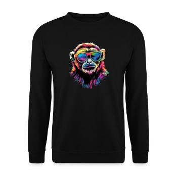 Gibbon Affe Weißhandgibbon Monkey Süße Lar Gibbons - Unisex Pullover - Schwarz - Vorne - Alina (178cm) & Michal (187cm)