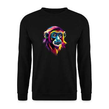 Gibbon Affe Weißhandgibbon Monkey Süße Lar Gibbons - Unisex Pullover - Schwarz - Vorne - Alina (178cm) & Michal (187cm)