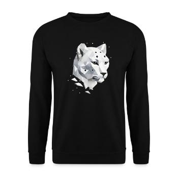 Geometric Snow Leopard – Elegance of the Wilderness - Unisex Sweatshirt - black - Front - Alina (178cm) & Michal (187cm)
