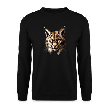 Luchs Lynx Wildkatze Raubkatzen Katzen Süße Luchse - Unisex Pullover - Schwarz - Vorne - Alina (178cm) & Michal (187cm)