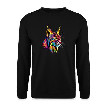 Luchs Lynx Wildkatze Raubkatzen Katzen Süße Luchse - Unisex Pullover - Schwarz - Vorne - Alina (178cm) & Michal (187cm)