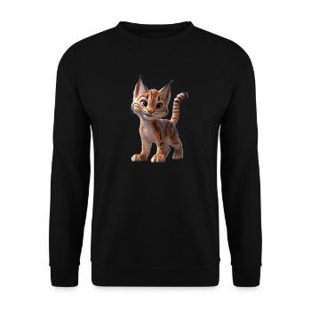 Luchs Lynx Wildkatze Raubkatzen Katzen Süße Luchse - Unisex Pullover - Schwarz - Vorne - Alina (178cm) & Michal (187cm)