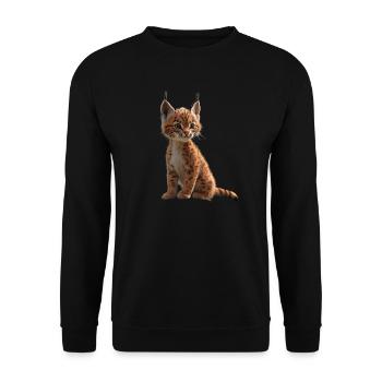 Luchs Lynx Wildkatze Raubkatzen Katzen Süße Luchse - Unisex Pullover - Schwarz - Vorne - Alina (178cm) & Michal (187cm)