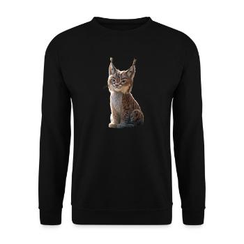 Luchs Lynx Wildkatze Raubkatzen Katzen Süße Luchse - Unisex Pullover - Schwarz - Vorne - Alina (178cm) & Michal (187cm)