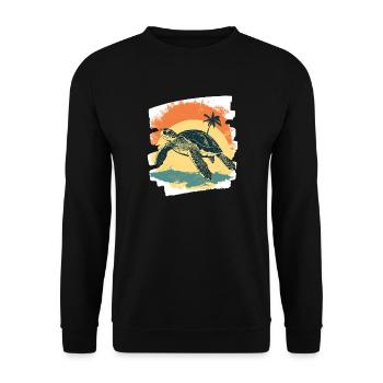 Sea Turtle Retro - Unisex Sweatshirt - black - Front - Alina (178cm) & Michal (187cm)