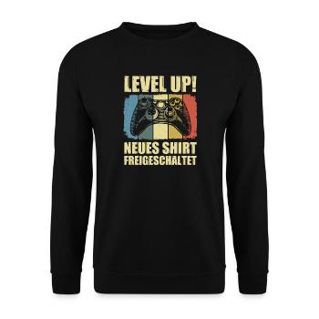 Neues Shirt Freigeschaltet - Unisex Pullover - Schwarz - Vorne - Alina (178cm) & Michal (187cm)