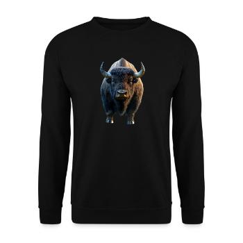 Bison, Bison, Bovins sauvages, Bison, Bison d’Amérique - Sweat-shirt Unisexe - noir - Devant - Alina (178cm) & Michal (187cm)