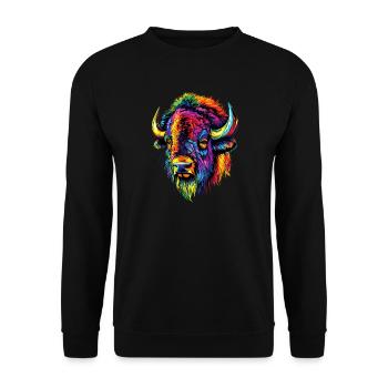 Bison, Bison, Bovins sauvages, Bison, Bison d’Amérique - Sweat-shirt Unisexe - noir - Devant - Alina (178cm) & Michal (187cm)
