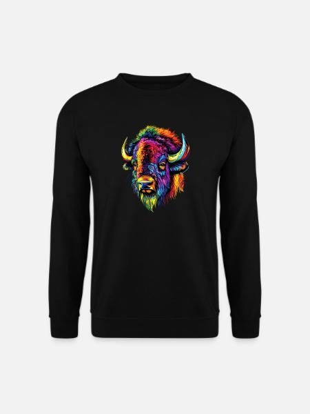 Bison Wisent Wildrind Buffalo Amerikanischer Bison - Unisex Pullover - Schwarz