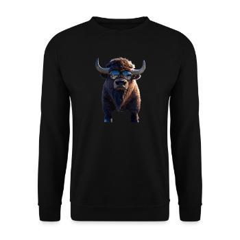 Bison Bison d'Amérique Bovins sauvages Buffles Bisons d'Amérique - Sweat-shirt Unisexe - noir - Devant - Alina (178cm) & Michal (187cm)