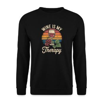 Wine Is My Therapy Wine Glass Outfit for - Unisex Sweatshirt - black - Front - Alina (178cm) & Michal (187cm)