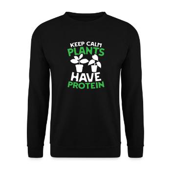 Keep calm plants have protein - Unisex Pullover - Schwarz - Vorne - Alina (178cm) & Michal (187cm)
