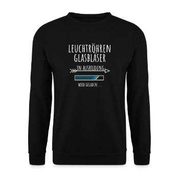 Leuchtröhrenglasbläser Ausbildung Beruf Geschenk - Unisex Pullover - Schwarz - Vorne - Alina (178cm) & Michal (187cm)