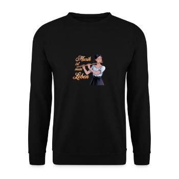 Querflöte Musik Ist Mein Leben Kunstwerk - Unisex Pullover - Schwarz - Vorne - Alina (178cm) & Michal (187cm)